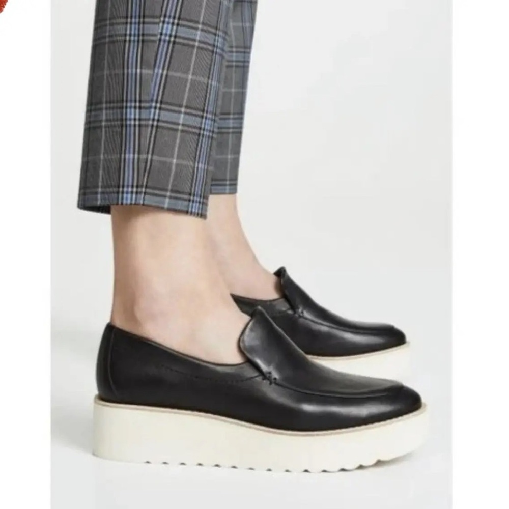 Vince Zeta Black Leather Platform Loafer